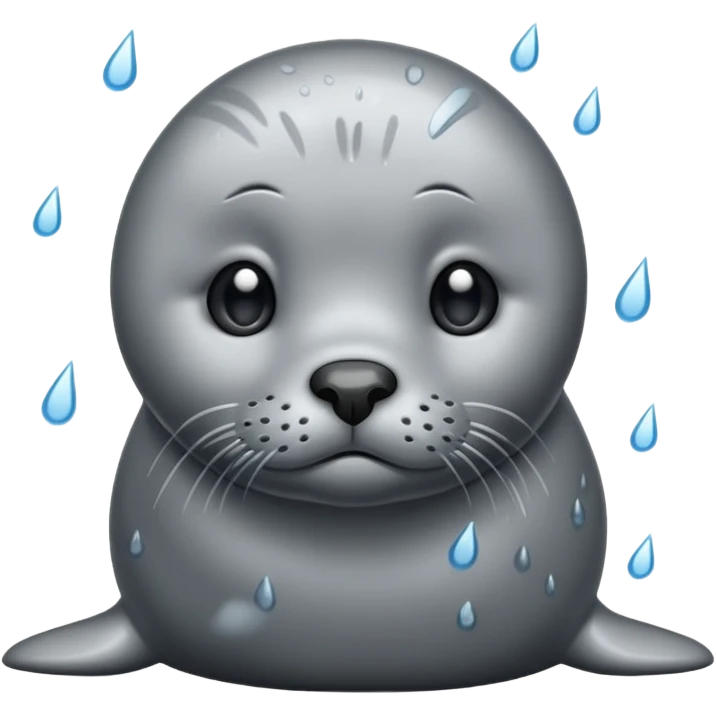 Sad seal in the rain emoji