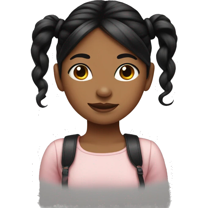 black-haired girl portrait with pig tails emoji