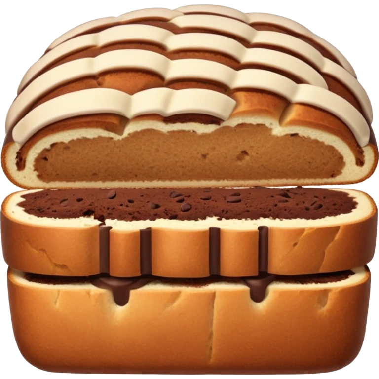 sweet bread sliced with cocoa lines inside emoji