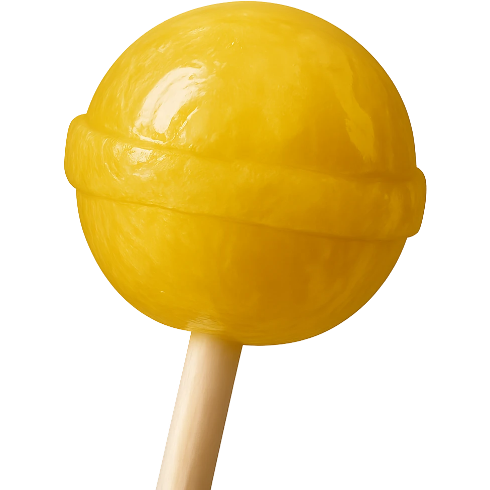 Change the lollipop color to yellow in a realistic style, keep the background transparent. emoji