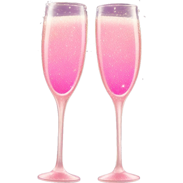 Two champagne glasses toasting with pink bows on them and sparkles  emoji
