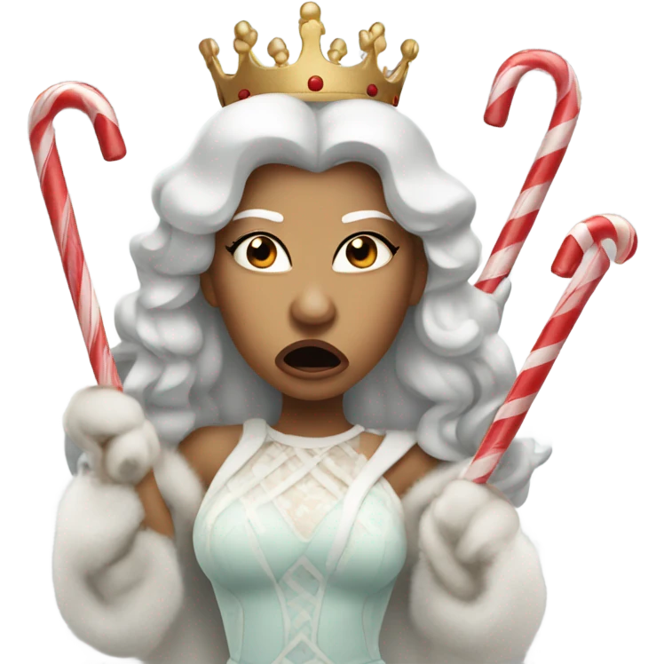 Angry queen with candy canes emoji