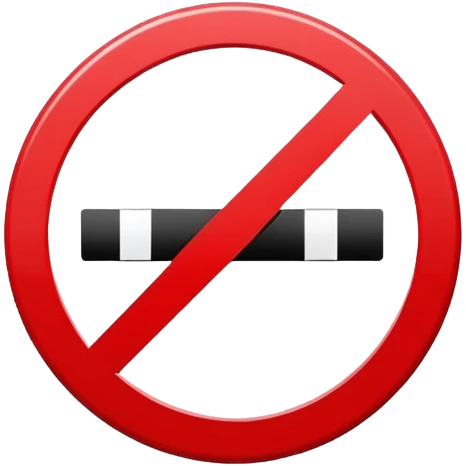 Red prohibition sign, circle with diagonal line crossing through it emoji