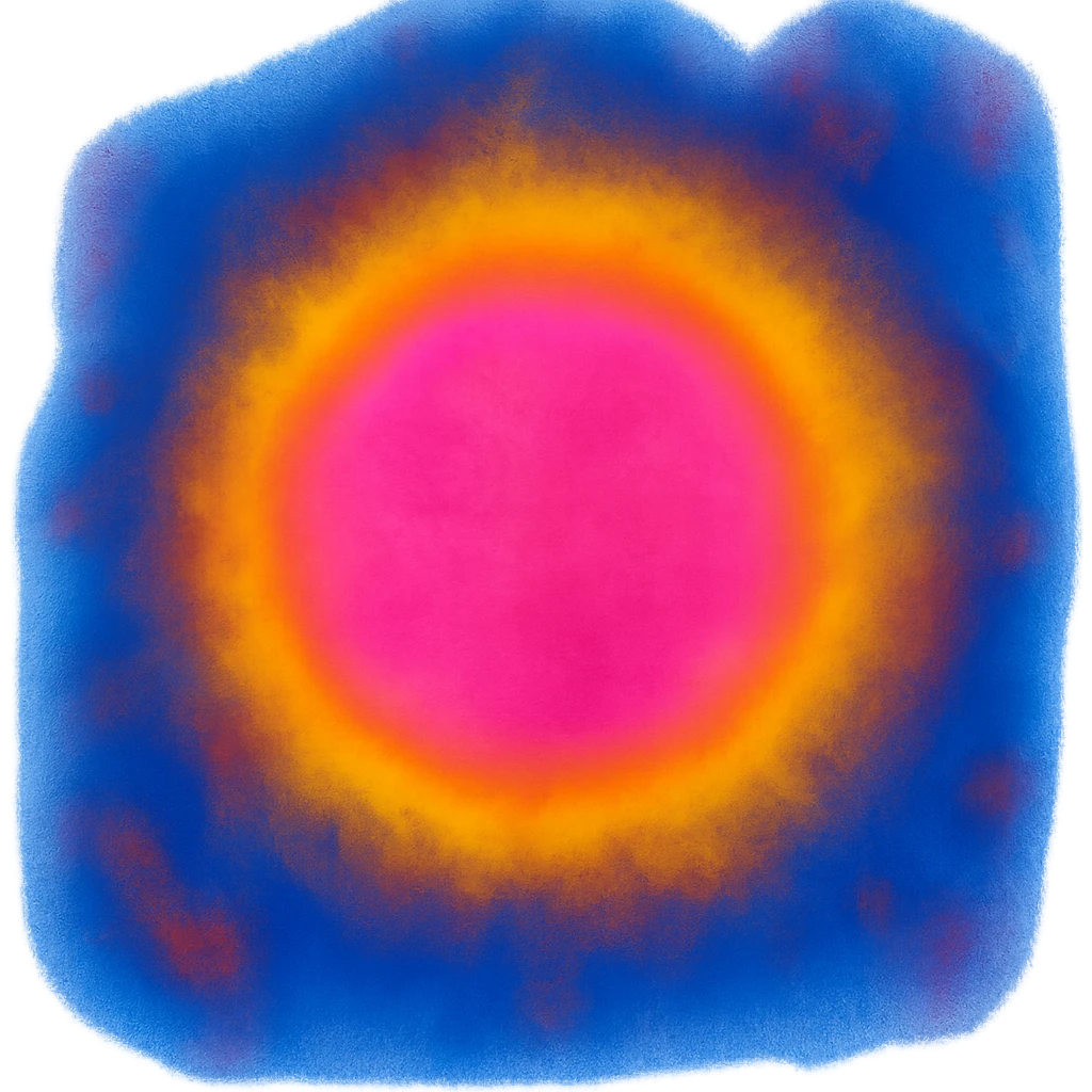A circle in emoji style with a thermal camera effect, pink color emoji