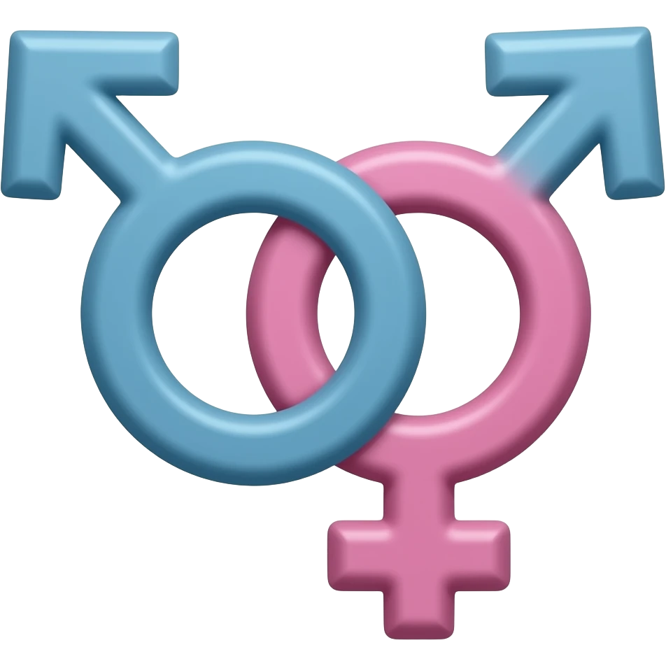 A cute bisexual emoji for discord with two male symbols interlocked with one female symbol emoji