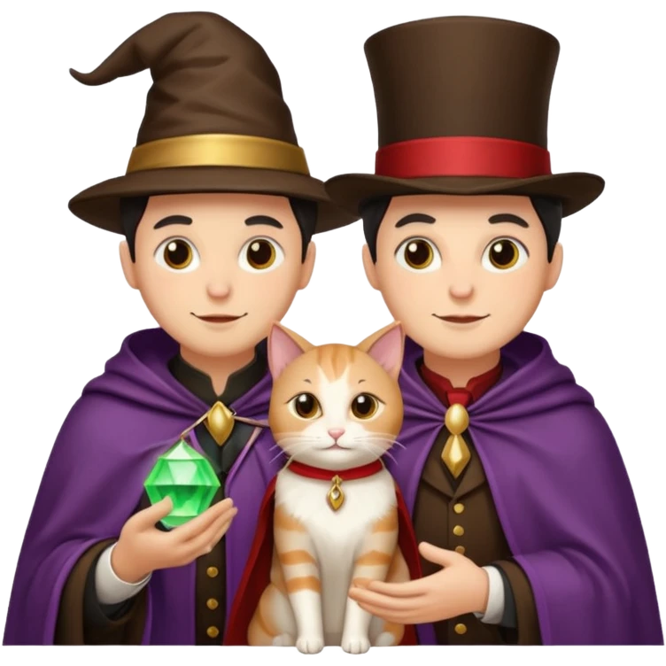 magician couple and their pet cat emoji