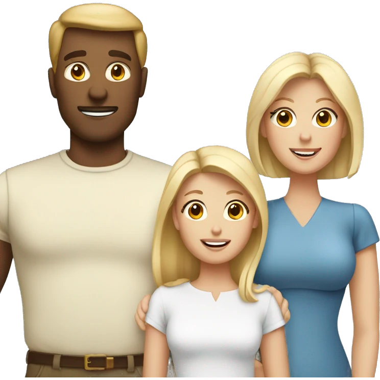a four person white family with a brunette mom and dad and two blonde daughters emoji