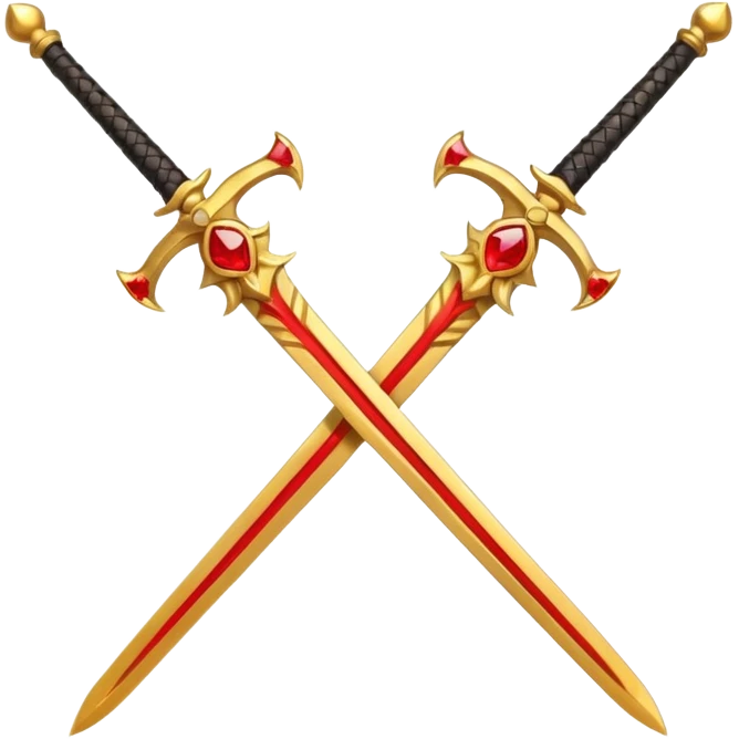 Golden fiery royal two crossed swrods with red gem and golden blade emoji