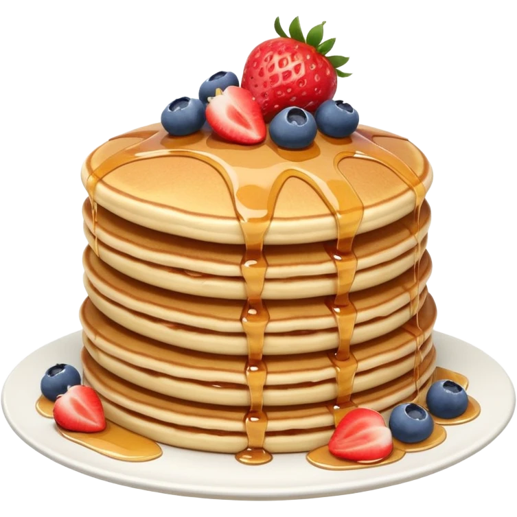 stack of pancakes with strawberries and blueberries, inspired by California emoji