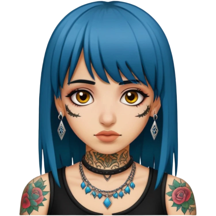 An Arab emo girl with bangs tattoos and piercings  emoji
