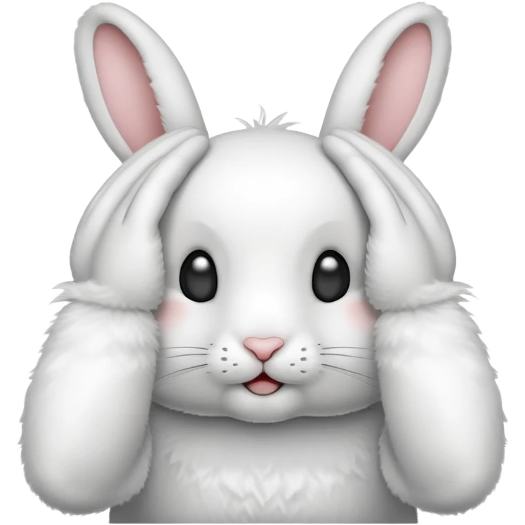 Rabbit covering eyes with palms emoji