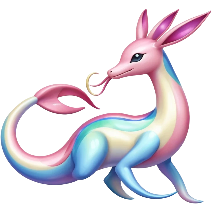 Colorful Shiny Exotic Cresselia-Sylveon-Milotic-Fakémon-hybrid-creature (full body)  emoji
