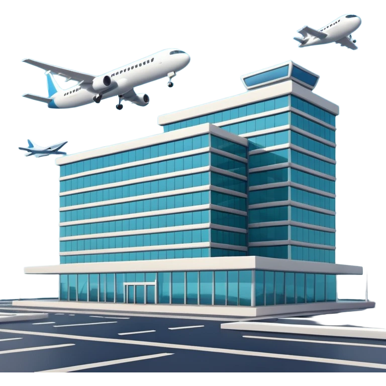 3d terminal building, planes emoji