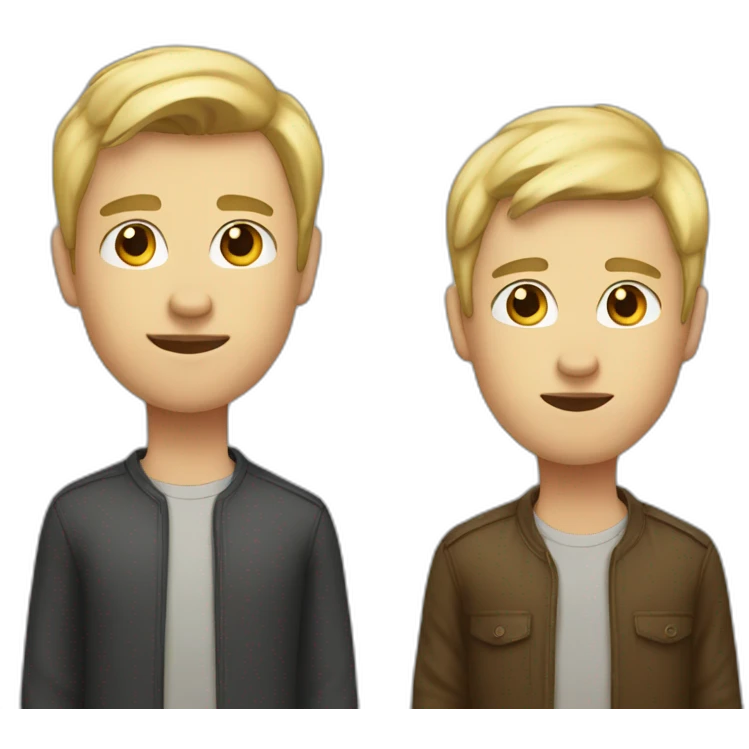 Two brothers one dark hair and one with blonde hair emoji