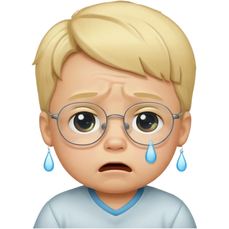 blond baby boy crying with glasses emoji