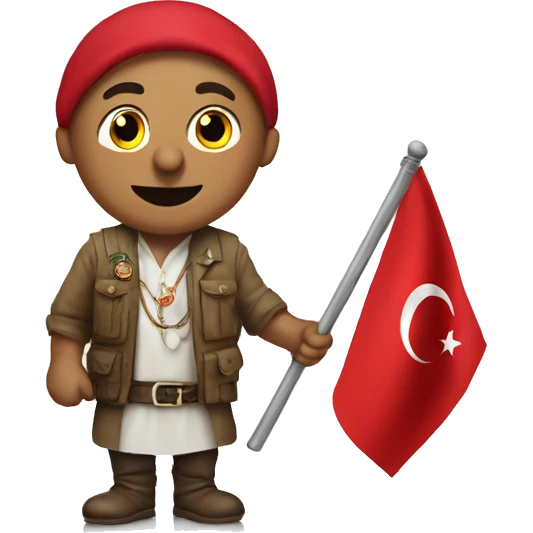 A turk with a turkish flag on his hand emoji