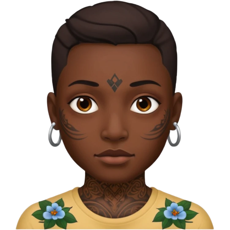 Con pasa montañas y tatuajes en la cara emoji