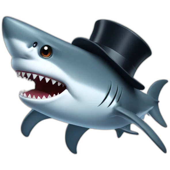 Shark with a top hat emoji