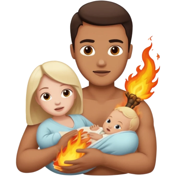  woman being burned in front of a very handsome man who carries a baby emoji