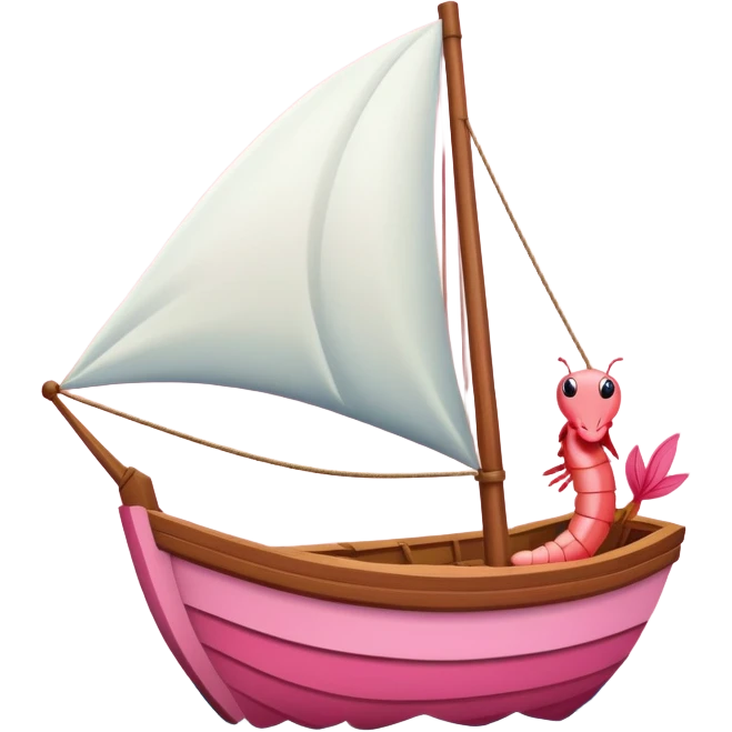 Shrimp sailing a boat  emoji