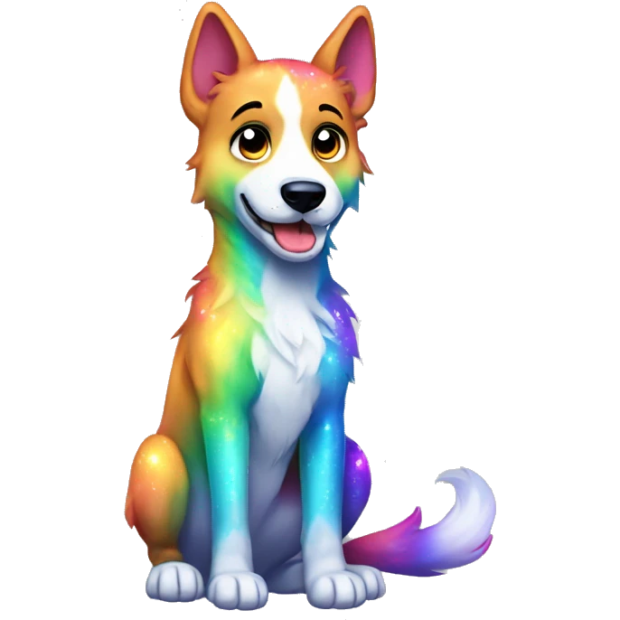 Colorful Sparkle-dog-fursona full body emoji
