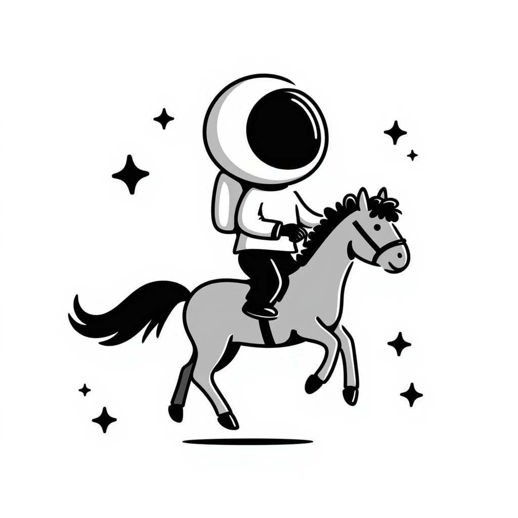 astronaut on horseback with stars in background emoji