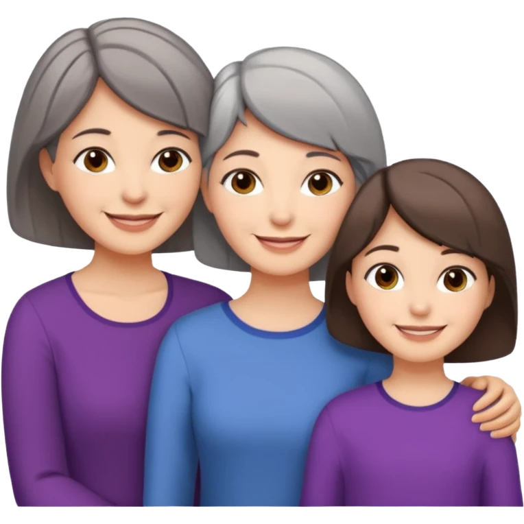 A mum with short Gray hair and her two adult daughters with brown hair emoji