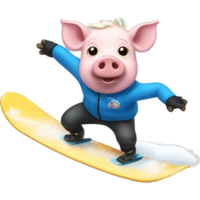 pig snow surfing emoji