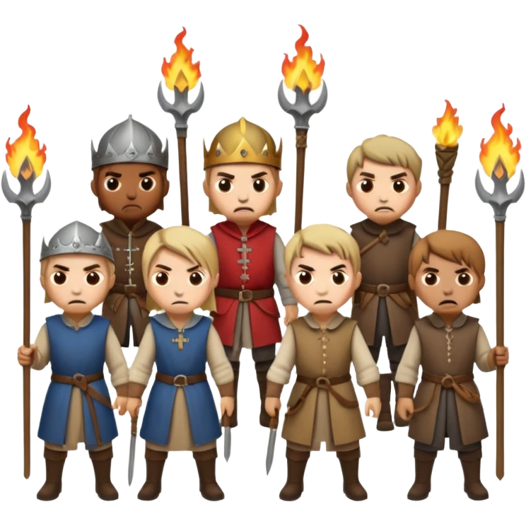 les villageois qui certains ont des fourches d'autres des torches sapé en moyen age emoji