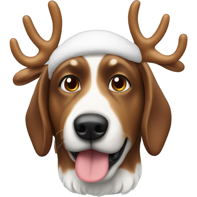 A Swissdog with reindeer ears emoji