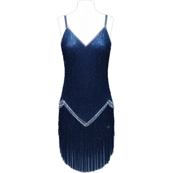 Navy blue sparkly flapper style dress with thin straps emoji