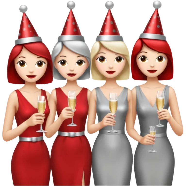 listening party people who only wearing red and silver dress code emoji