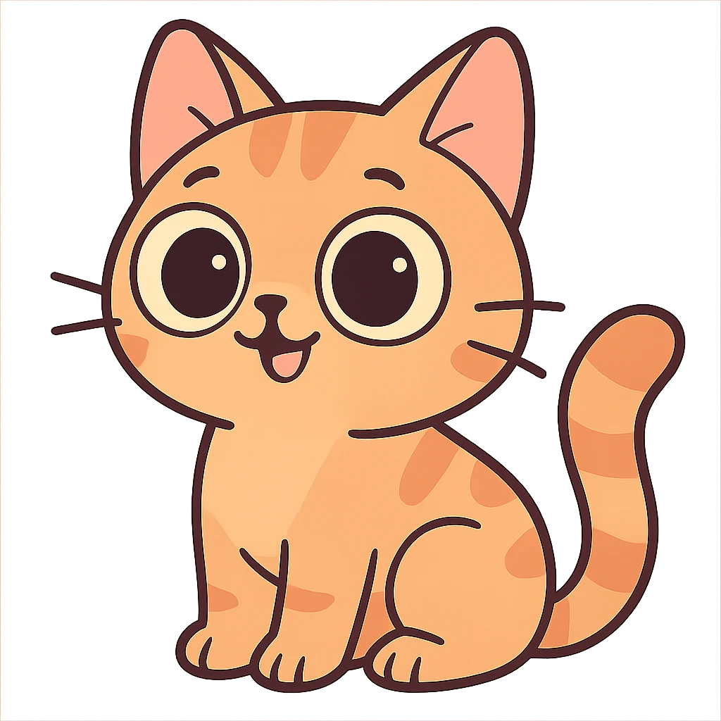 a cute cat with big eyes, soft colors emoji