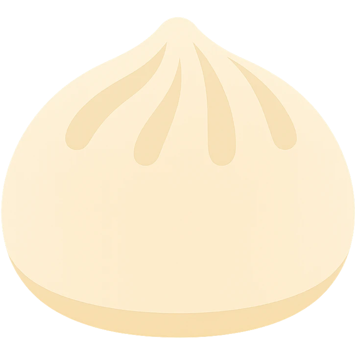 banh bao, soft steamed bun with pleated top, color icon emoji