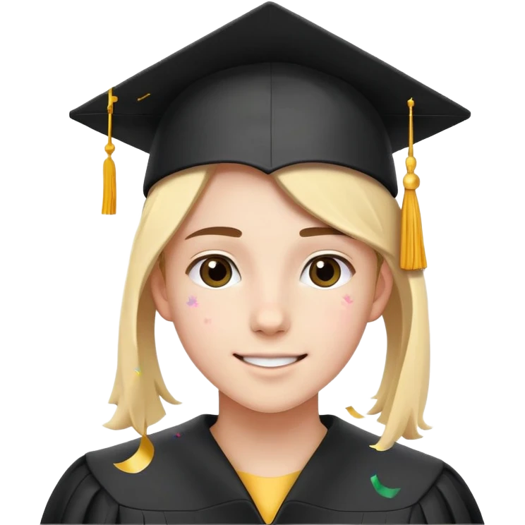 teen with graduation cap and confetti, celebrating emoji