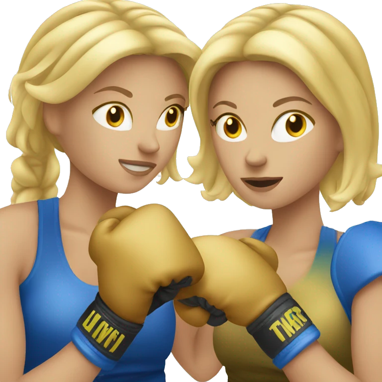 two blond woman boxing emoji