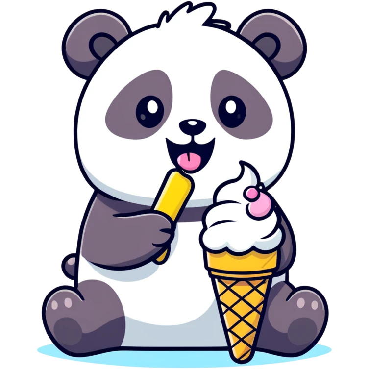 Panda eating ice cream emoji