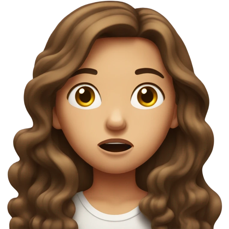 shocked long wavy brown-hair white girl  emoji