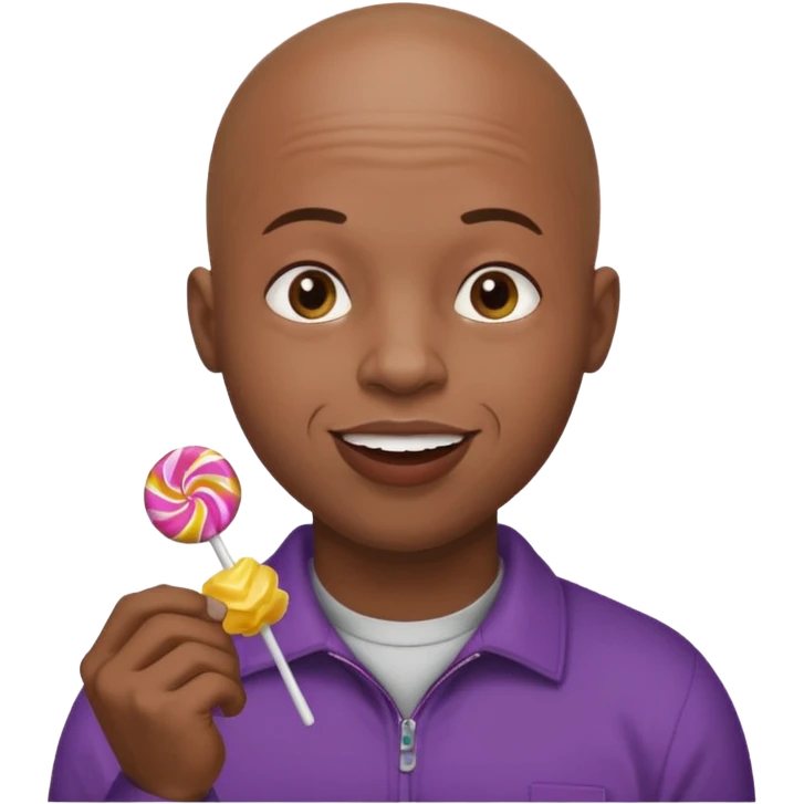 Bald black man eating lots of candy emoji