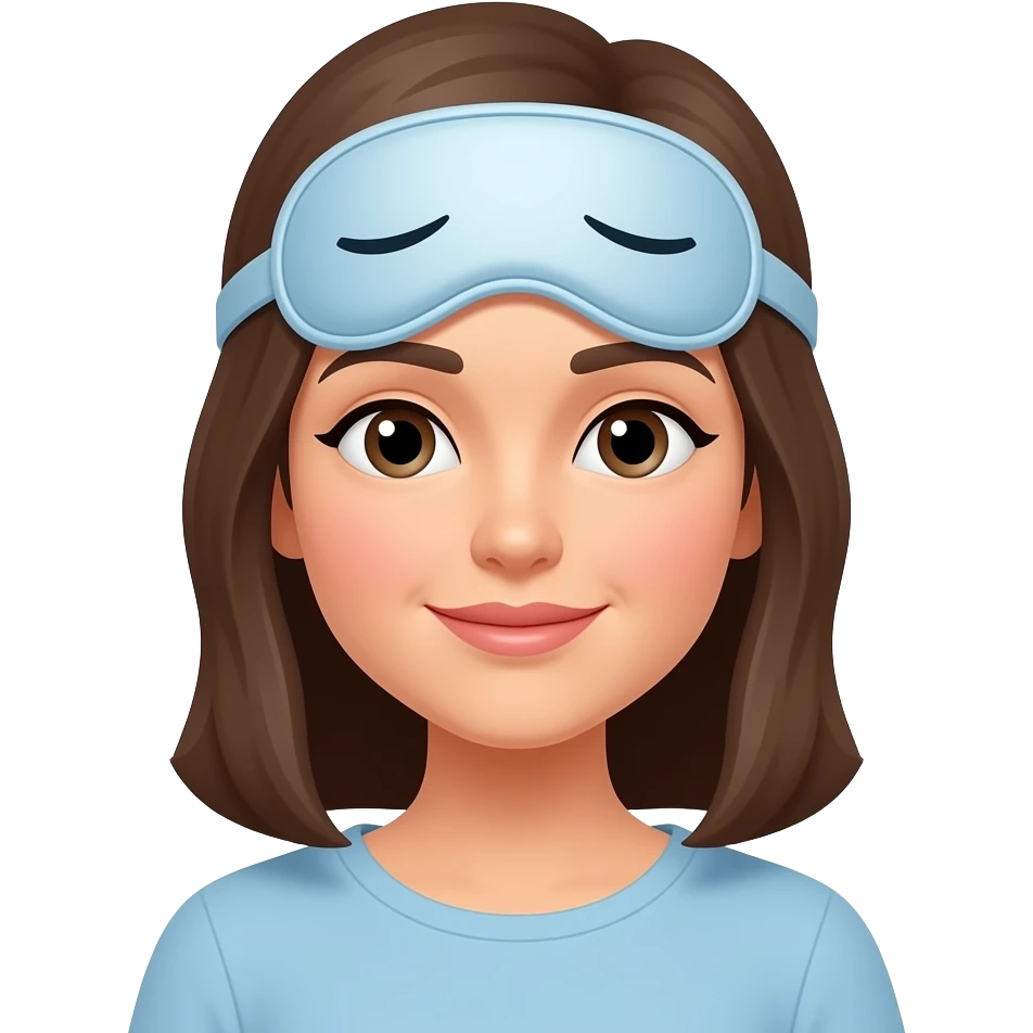 woman standing with a sleep mask on her forehead emoji