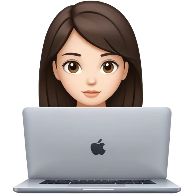 a brunette girl with a square hairstyle, with a laptop emoji