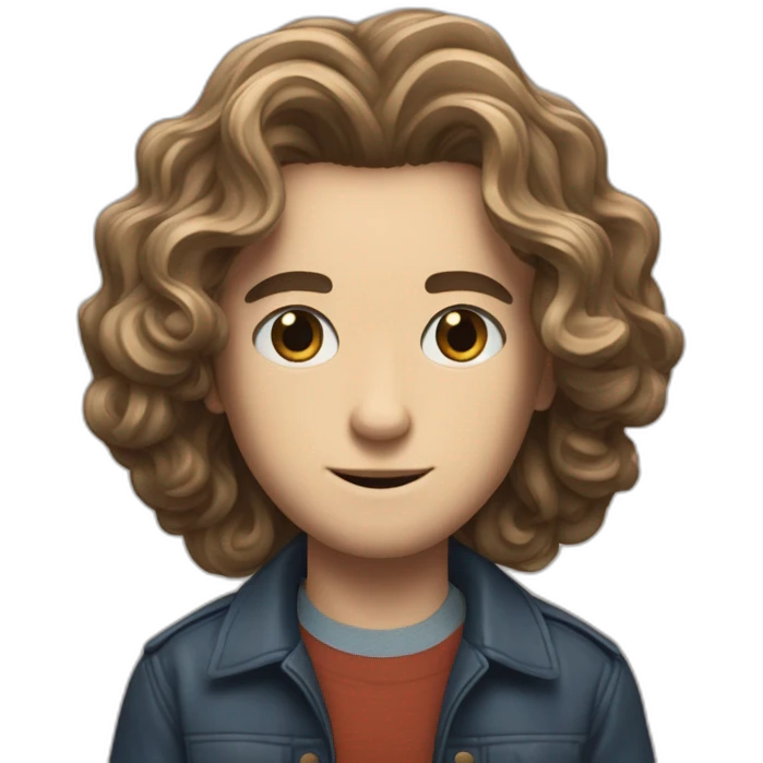 Eddie Munson Joseph Quinn with curled long hair stranger things emoji