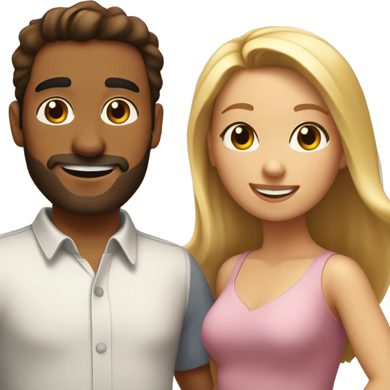 Puerto rican beard brown short hair man  with long blonde hair girl dancing emoji