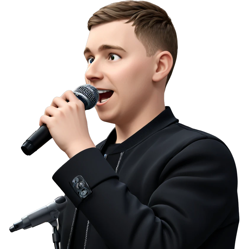 boy in black jacket singing emoji