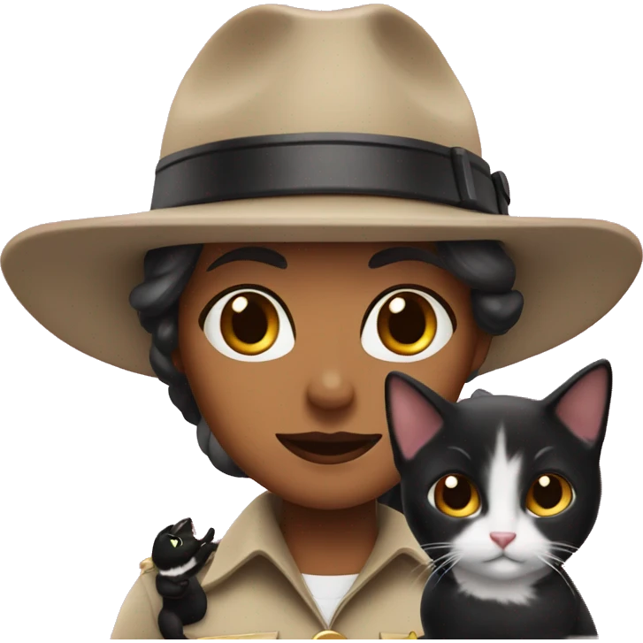 female sheriff pink with two black and white cats emoji