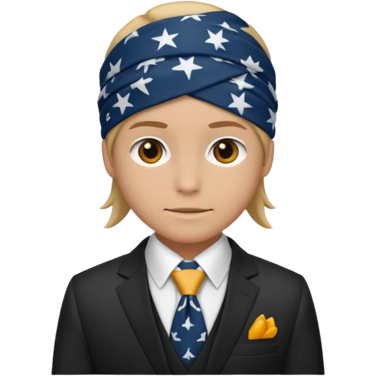 Character wearing a bandana and a suit emoji