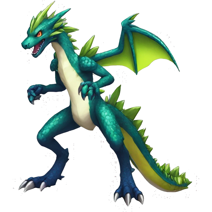  Edgy Shiny Colorful Digimon-Fakemon-Reptile-Dragon-Sergal full body emoji