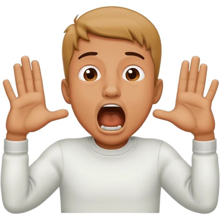 A guy choking himself with his hands with his mouth open emoji