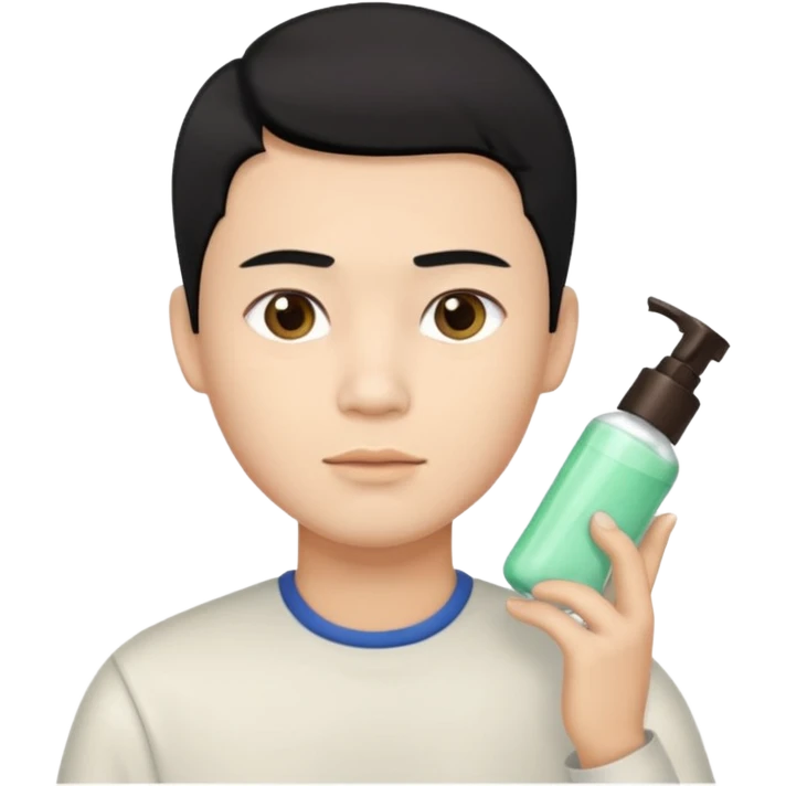 chinese man doing skincare with a faded haircut black hair emoji