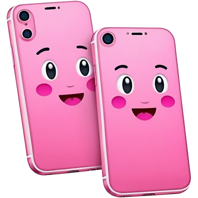 2 pink-colored iPhones. emoji